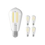 Fordelspakke 5x Calex Smart Tuya Wifi E27 Edison filament 7W 806lm - 818-830 Justerbar Hvid | dæmpbar - erstatter 60W